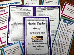 Copies of guided reading prompts booklets